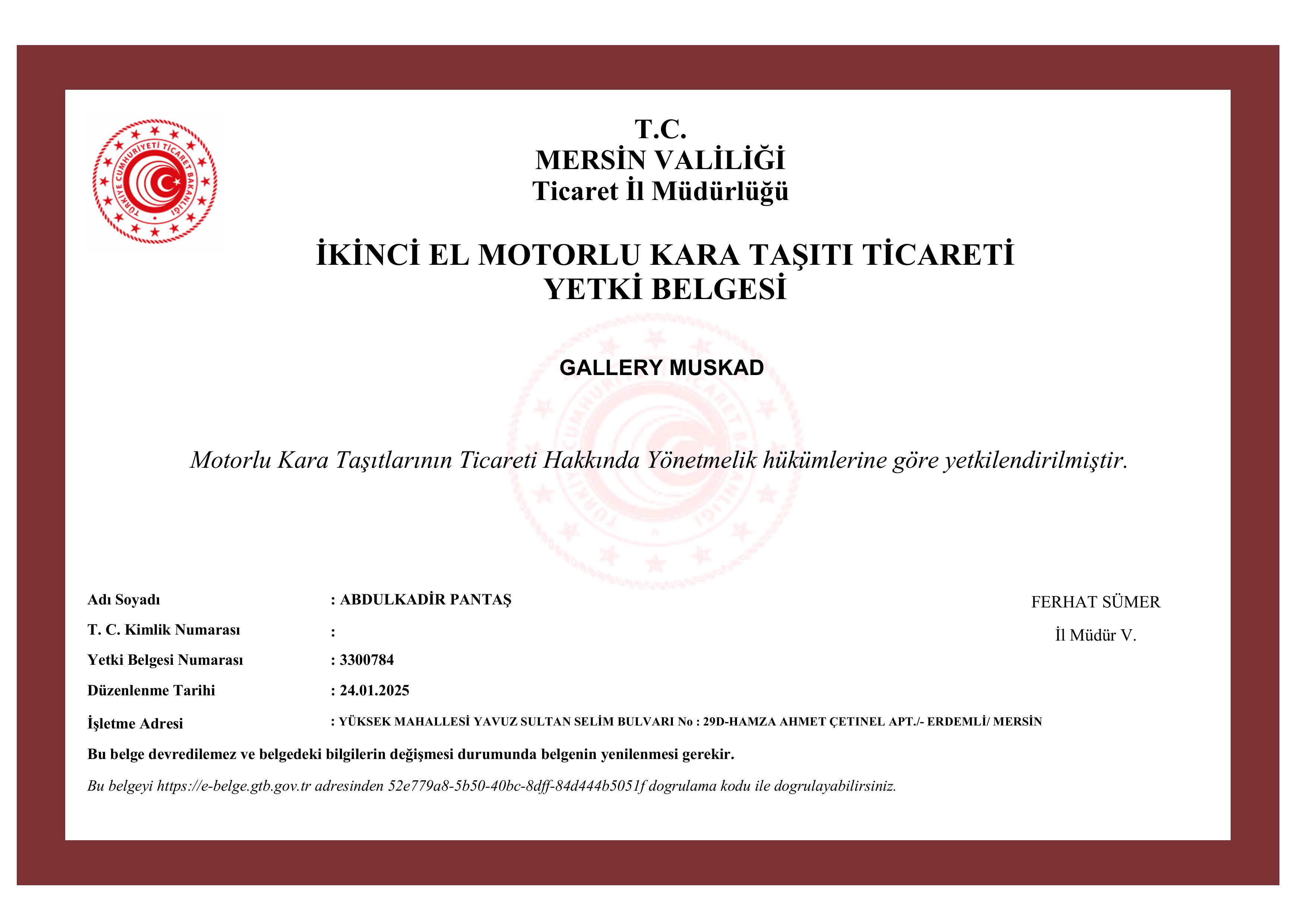 Gallery Muskad Yetki Belgesi